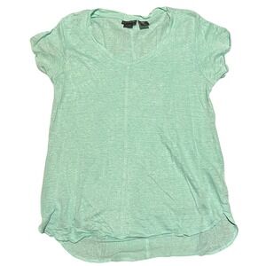 Tahari Linen V-Neck T-Shirt Casual Short Sleeve Top Lightweight Comfy M